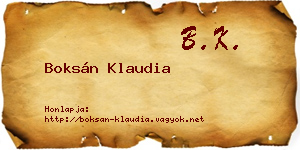 Boksán Klaudia névjegykártya
